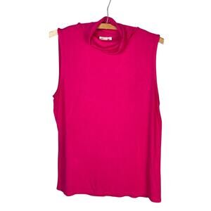 NWT Riley & Rae Hot Pink Soft Lightweight Sleeveless Turtleneck- Size L